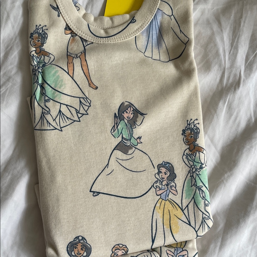 GAP Baby Disney Princess PJ Cream Blue organic cotton snug size 6-12 months - Picture 1 of 7